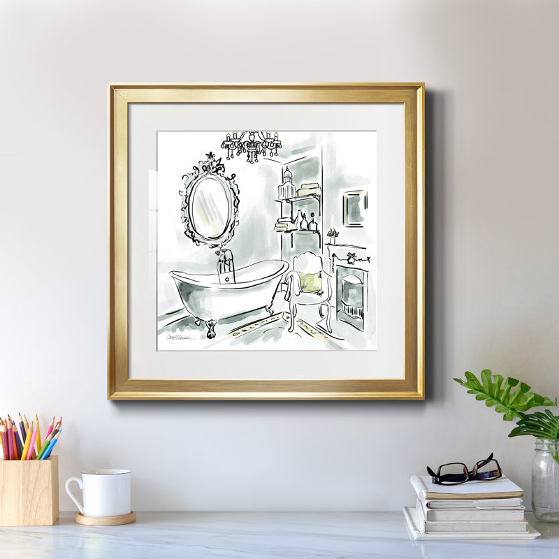 «Opulent Bath II», cadre photo, H 17,5 po x l 17,5 po x P 1,5 po, Papier encadré doré