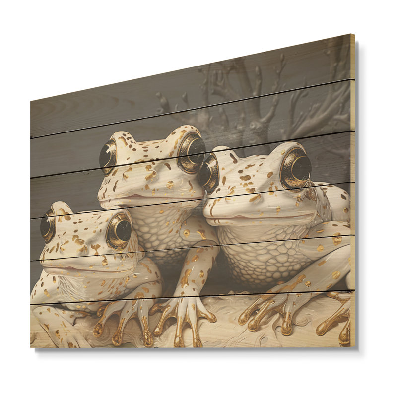 Pop Art, grenouilles blanches, grenouilles et crapauds, art mural sur bois de pin naturel, H 10 po x l 20 po