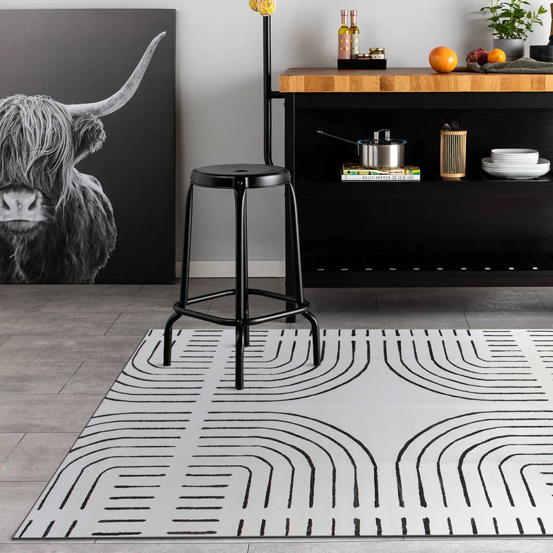 Bohemian Lines Washable Non Slip Area Rugs, Rectangle 3'3" x 5'