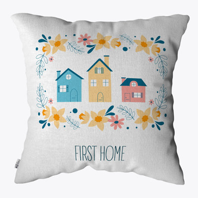 Floral White Square Throw Pillow Cover
