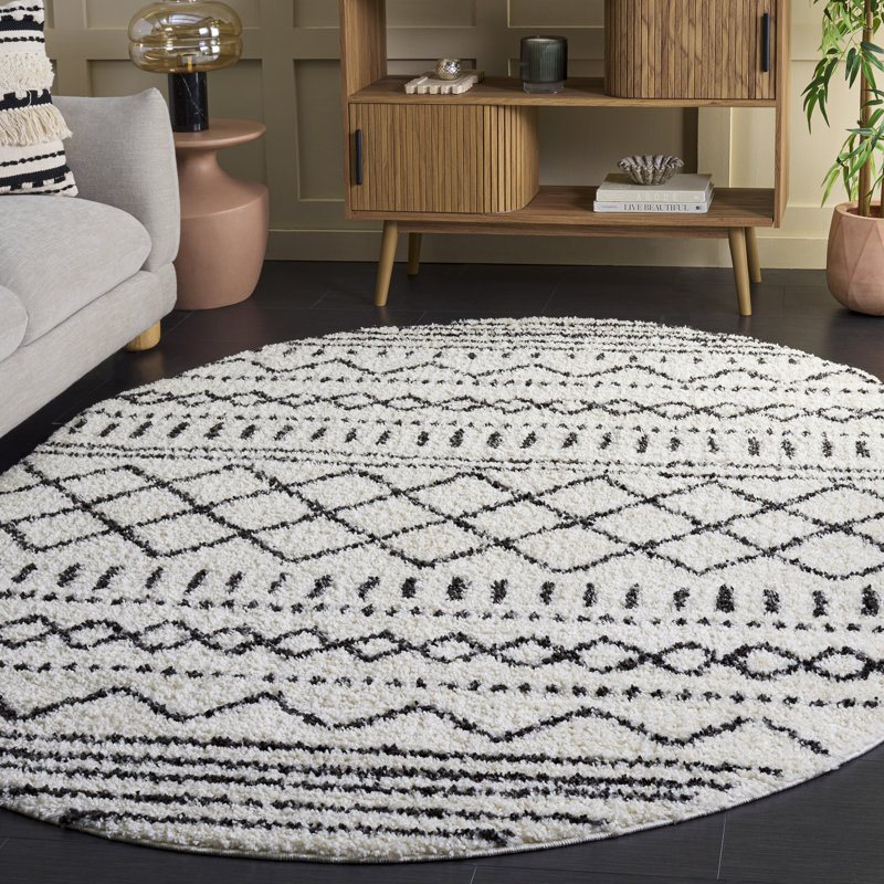 Mac Southwestern Ivory/Black Area Rug, Oval 6' x 8', Ivory/Black
