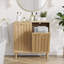 Panier à linge caché avec design minimaliste moderne, bois massif, finition chêne