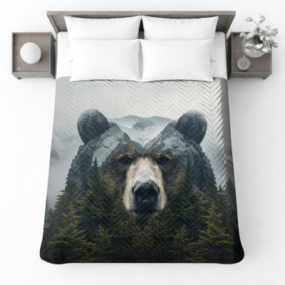 Bear Mountain Illusion Quilted Bedspread All Sizes