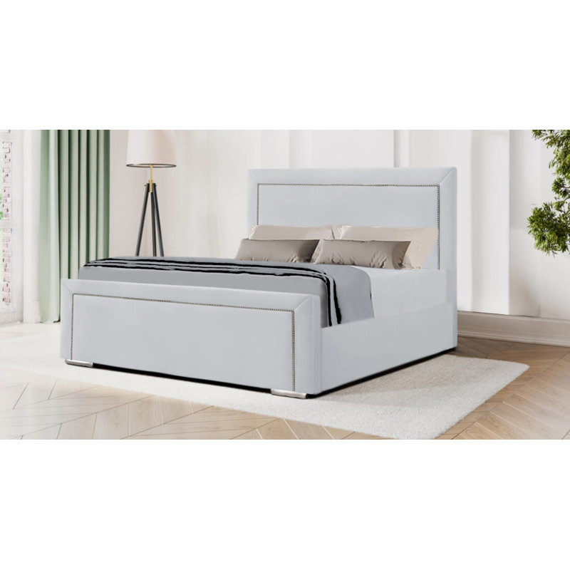 Mukkesh Upholstered Bed, Double (135 x 190 cm), White