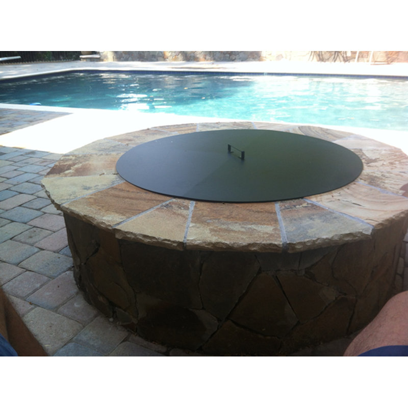 Steel Fire Pit Lid, 2" H x 44" W x 44" D, Black
