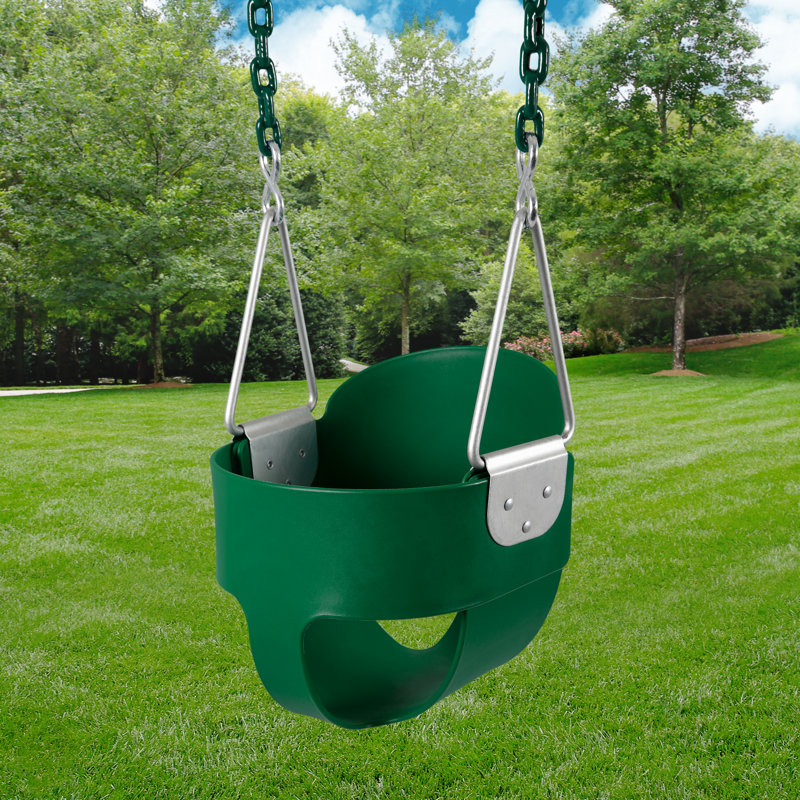 Plastic Bucket Swing with Chains, Green
