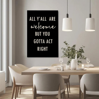 Plat en 2 dimensions, art mural sur toile encadré 1pc, slogan de bienvenue, texte manuscrit, impression sur toile de style minimaliste moderne, peinture, décoration murale, cadeau idéal pour chambre à coucher, vestibule, prêt