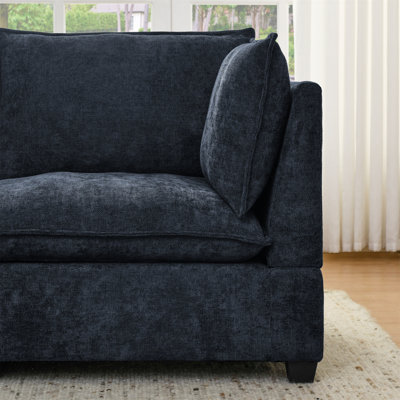 Comfy Cloud Couch Sectional  4 Seat Sofa With 2 Ottoman, Chenille Sofa Sleeper Deep Seat Sofa With Throw Pillows For Living Room(Blue)