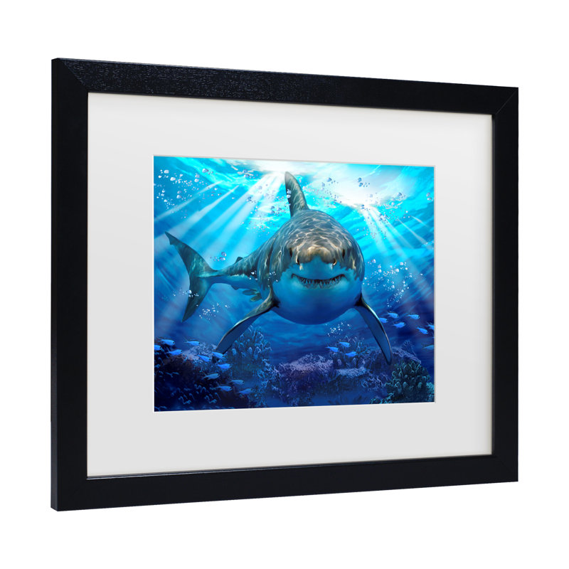 " Stalking Shark " by Howard Robinson, 18" H x 22" W x 0.75" D, Black