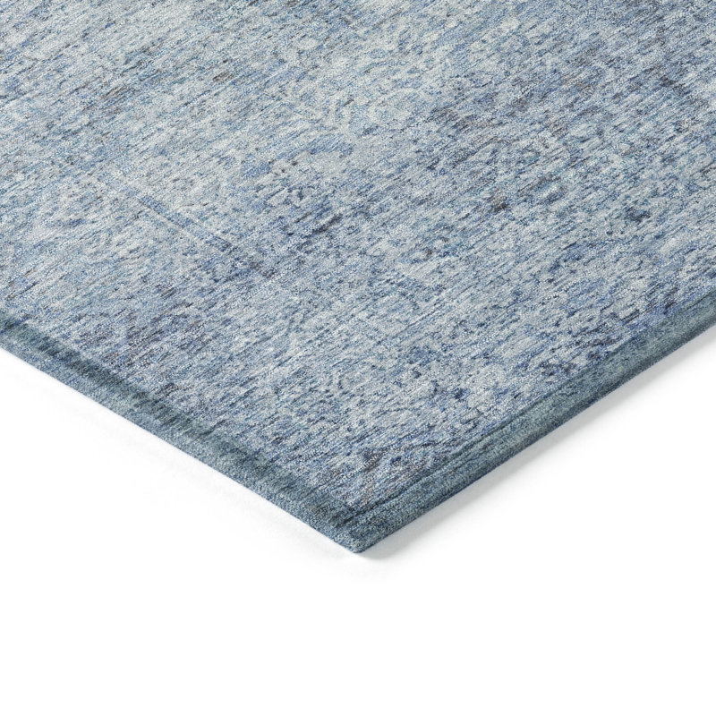 Machine Washable Indoor/Outdoor Xhevrie Blue Rug, Rectangle 1'8" x 2'6"