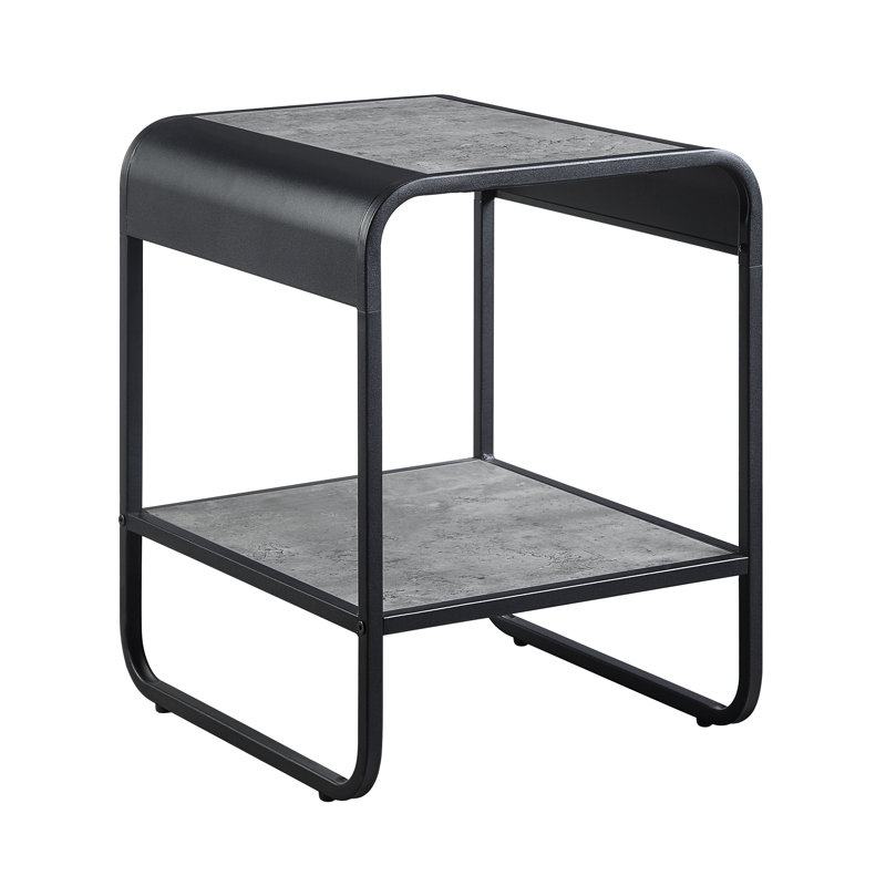 Table de bout Cineus avec cadre en métal et tablette de rangement