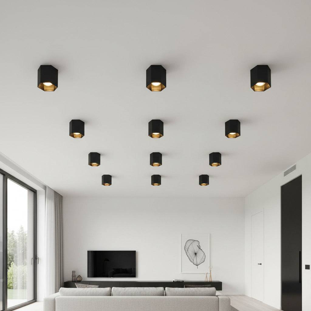 UltraBeam GU10 LED Dimmable Hexagonal Surface Mounted Ceiling Spotlight - 3000k warm white