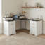 Bureau en L avec station de charge et armoire de rangement, bureau d'ordinateur avec tiroir pour dossiers, bureau à domicile