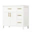 Armoire de meuble-lavabo 36 po, avec finition en bois massif et blanc, lavabo à gauche, 2 portes, 3 tiroirs en céramique - peint deux portes et trois tiroirs, position à gauche-495141388