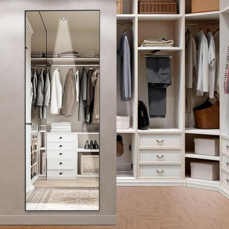 Mirror With Stand, Full Length Mirror For Bedroom, Cloakroom, Living Room, Aluminum Alloy Thin Frame