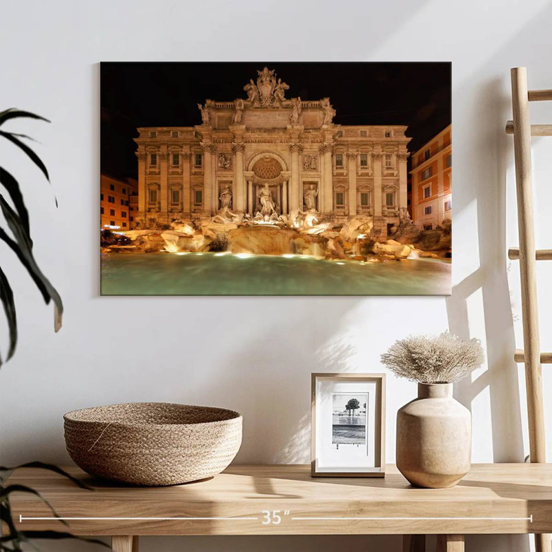 Kavia vue de nuit de la fontaine de Trevi, Rome, Italie, H 16 po x l 24 po