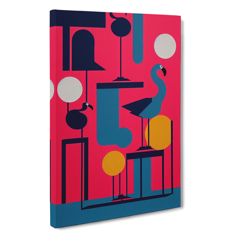 Artistic Flamingo Abstract - Wall Art, 50cm H x 35cm W x 3cm D, Wrapped Canvas