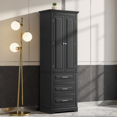 70" Tall Storage Cabinet – 3 Drawers, Adjustable Shelf, Enclosed Cabinet – Space‑Saving Organizer for Bathroom, Office, or Pantry – Anti‑Tip Device Included