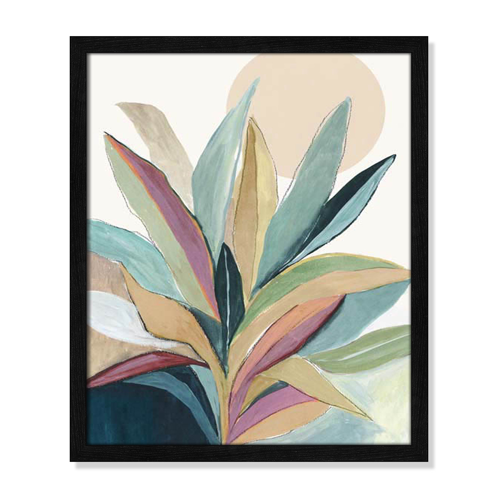 Sunny Bright Leaves I by Asia Jensen, Black Slim Unmatted Picture Framed, 19" H x 16" W x 0.75" D