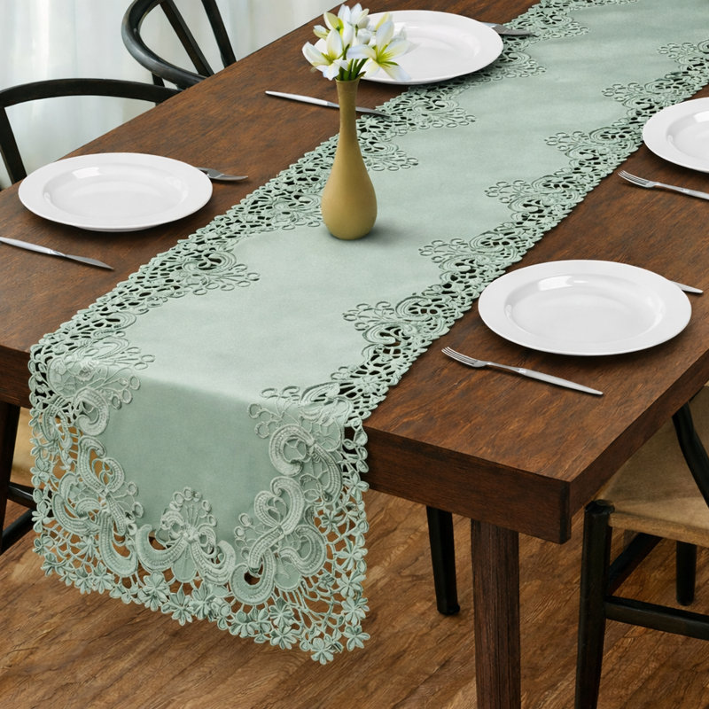 Luxurious Table Runner of Creola Collection Gray Rectangular Dining Table Runner for Table or Christmas Decor