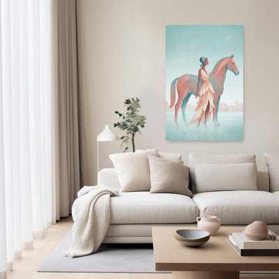 «Ethereal Woman and Horse Abstract Dreamy Elegant Horse City Nature», reproduction d'art murale