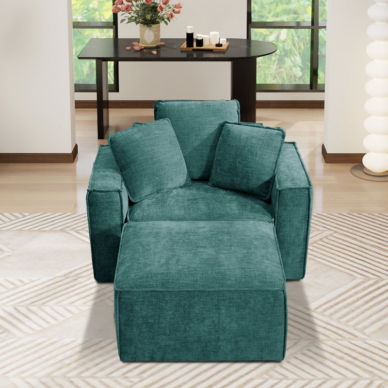 Canapé-lit de 47 po avec fauteuil et repose-pieds, Vert