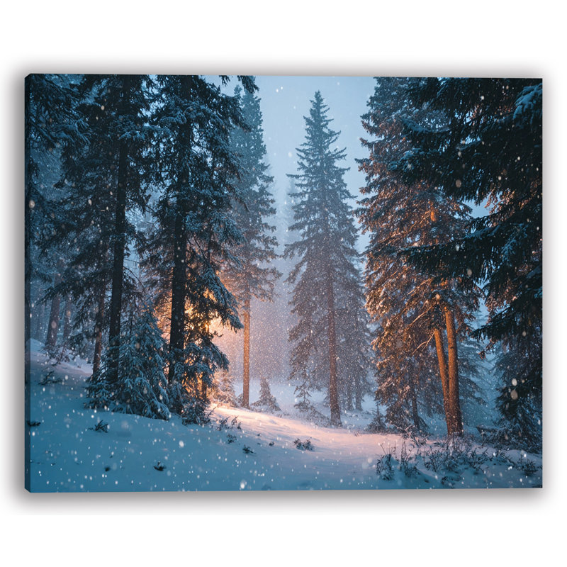«Cabin Light Winter Snowfall», art mural sur toile tendue, H 12 po x l 16 po