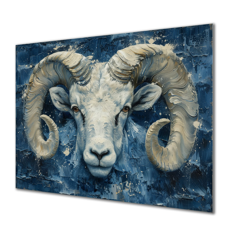 Blanc bleu astrologie cosmique courage bélier I - décoration murale astronomie bélier, Sans cadre, métal, H 24 po x l 32 po