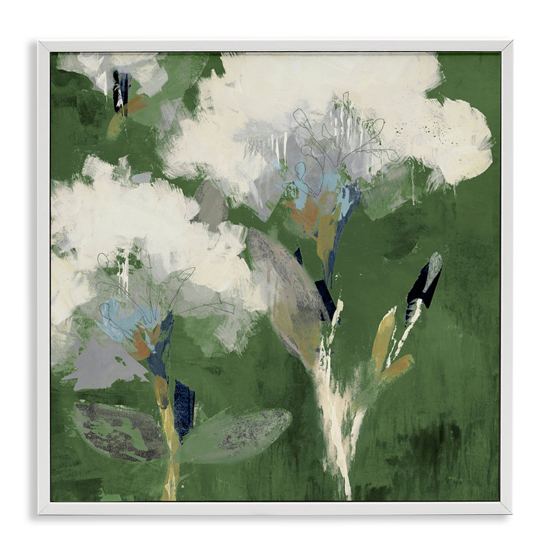 «Abstract Botanical Buds», art de la giclée encadrée par Liz Jardine, Estampe numérique encadrée blanc bord de mer