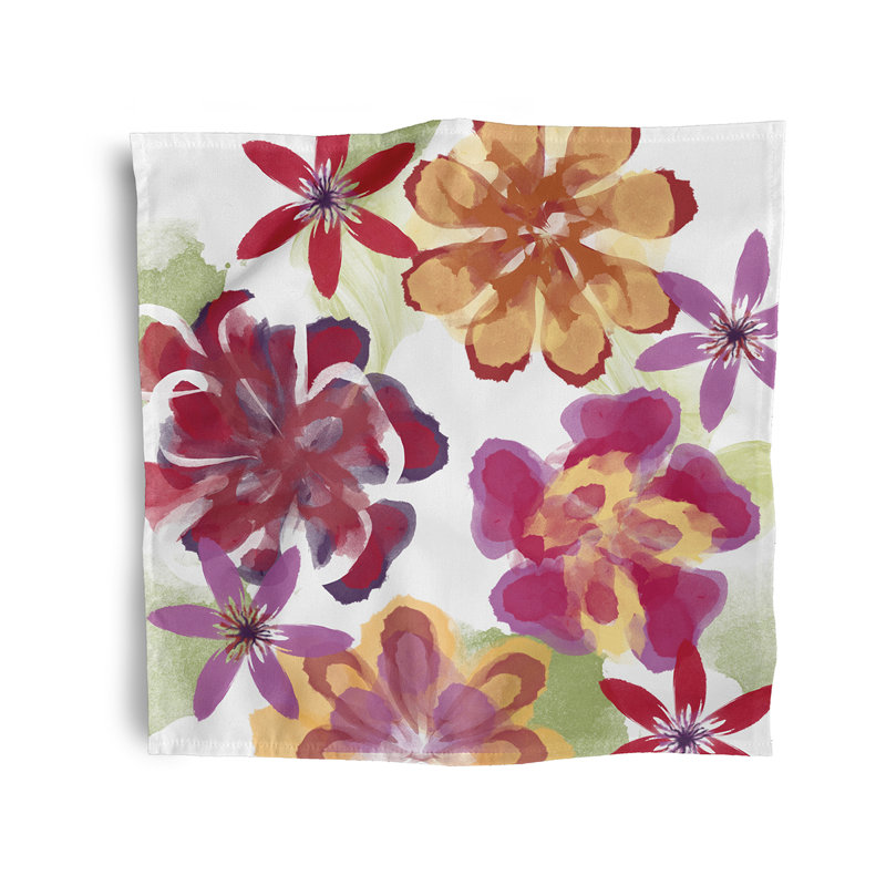 Gorrell Polyester Floral Square Napkin, Red