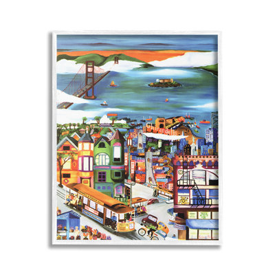 Bd-156_FG " Bustling Seaside Town Single Picture Frame " by Linnea Pergola on Canvas