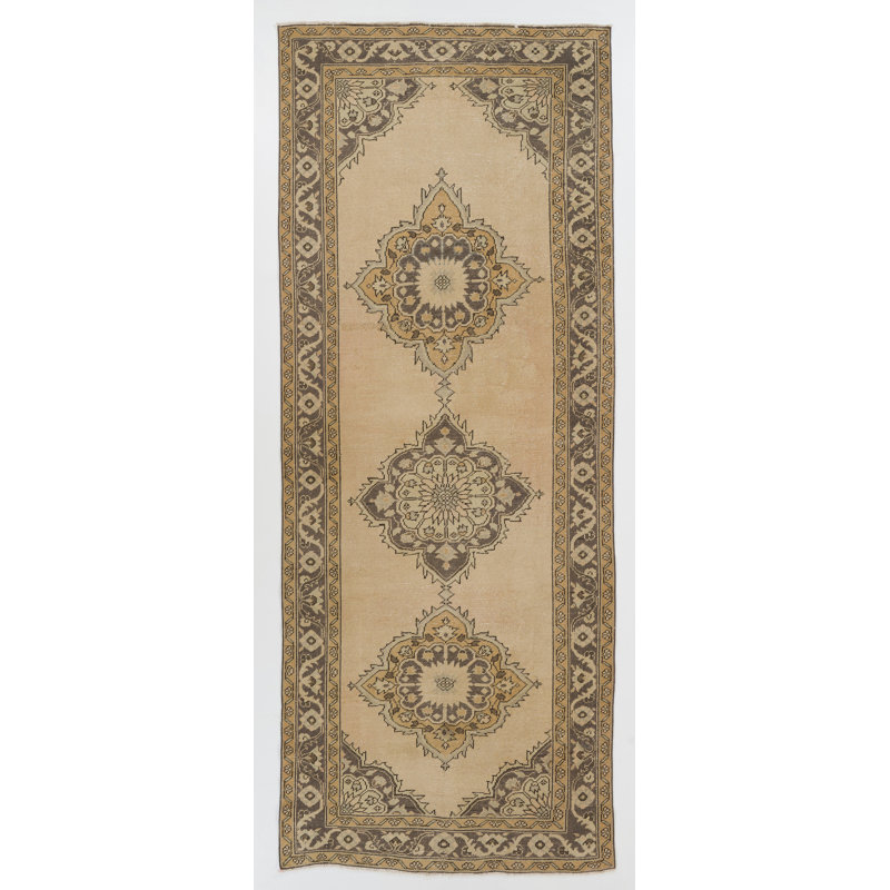 Tapis de couloir turc Oushak 4,4 pi x 11 pi pour décoration de couloir