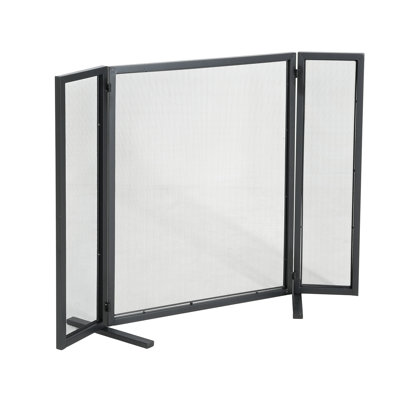 Freestanding Panel Fireplace Screen – Iron Powder Coated Industrial Water Pipe Design, Living Room/primary Living Space
