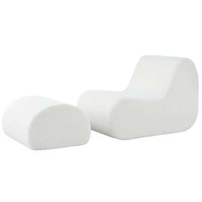 Mirod Elegant Accent Chair With Ottoman,Stylish Curved Design And Minimalist Lines For Ultimate Comfort, High-Resilience Foam For Luxurious Seating