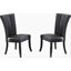 Ensemble de 2 chaises noires en similicuir noir avec dossier à lignes larges