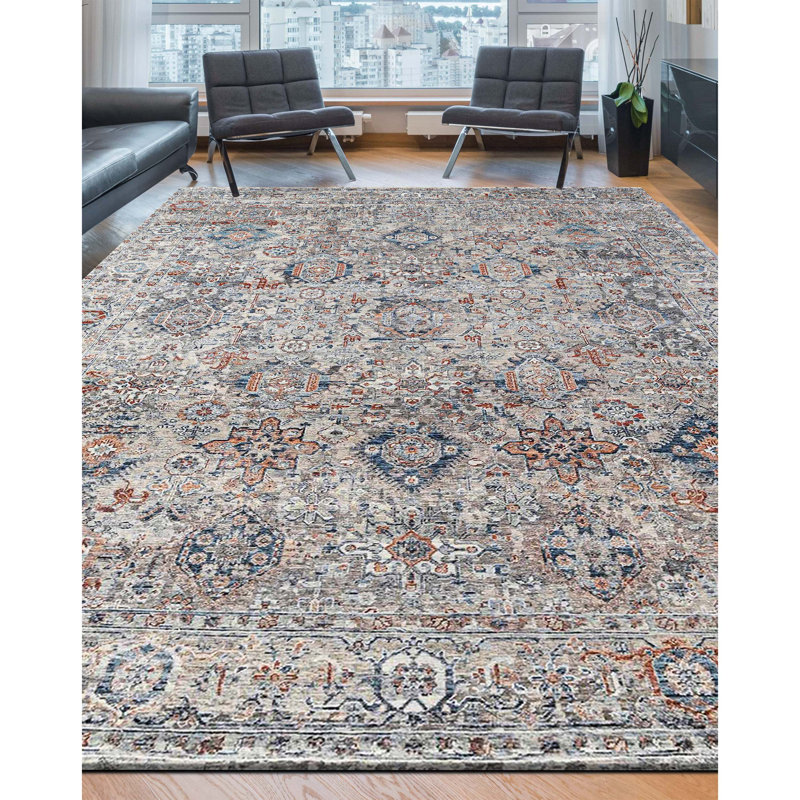 Tapis rectangulaire en laine noué à la main, Rectangulaire 8 pi x 10 pi
