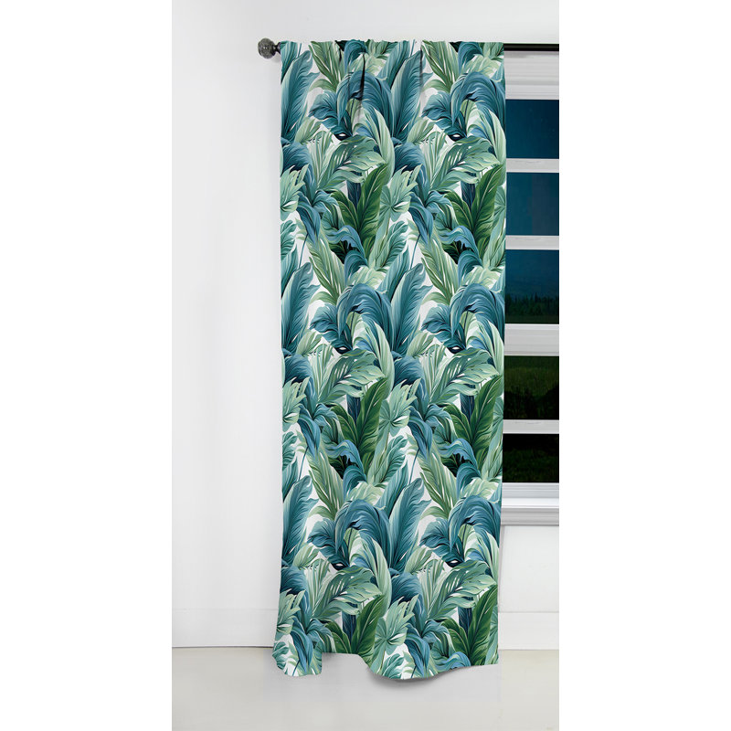 Azure Breeze Tropical Pattern - Floral Curtain - Blackout Floral Curtain - 1 Panels, 52" W x 120" L