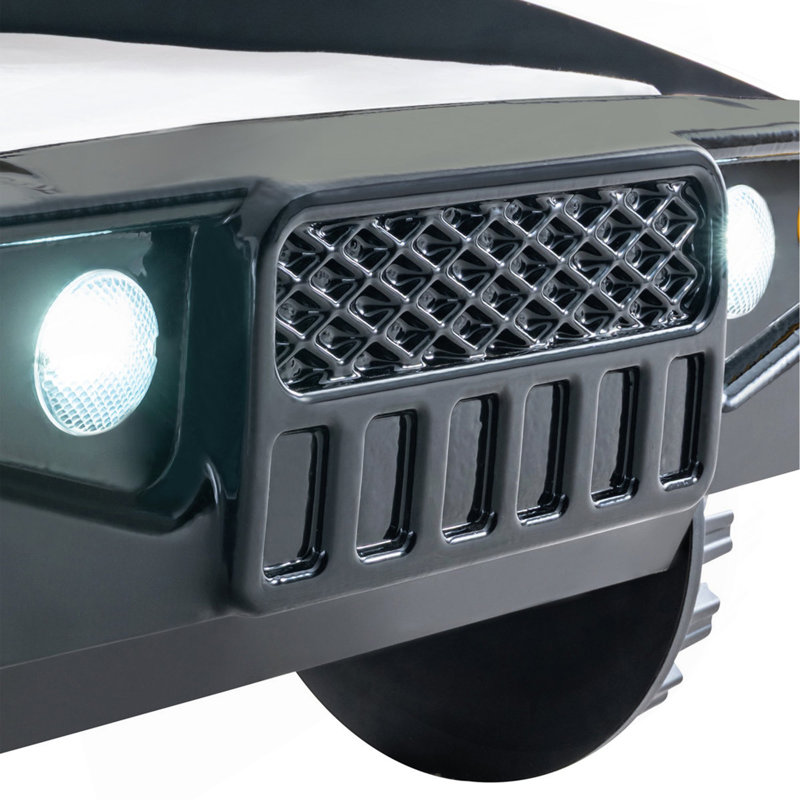 Lit simple moderne de style moderne de style Jeep rapide avec finition ultrabrillante veilleuses à DEL sur les phares, structure métallique, finition noire