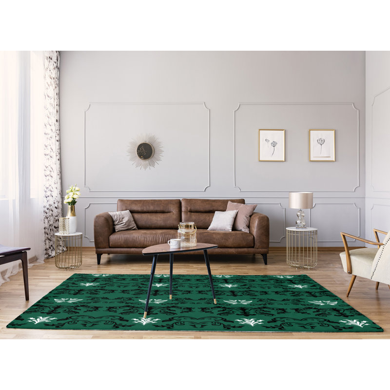 Tapis vert / noir Damask, Rectangle 9 pi x 12 pi
