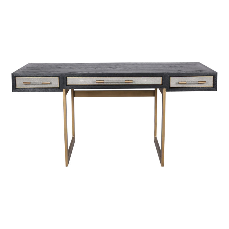 Desk, Shagreen Patterned Polyurethane with Solid Frame