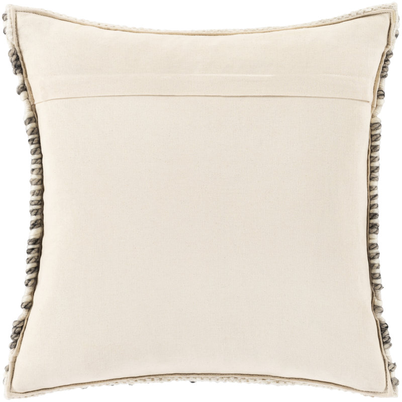 18" Square Beige and Gray Wool Cotton Pillow Cover
