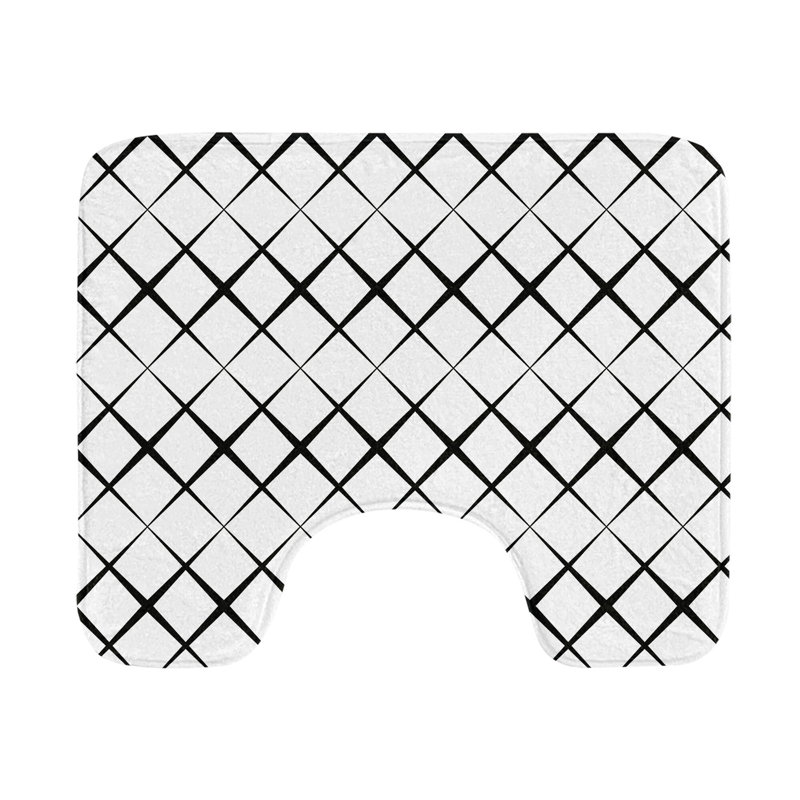 Tapis de salle de bain en U noir et blanc 20 po blanc et noir
