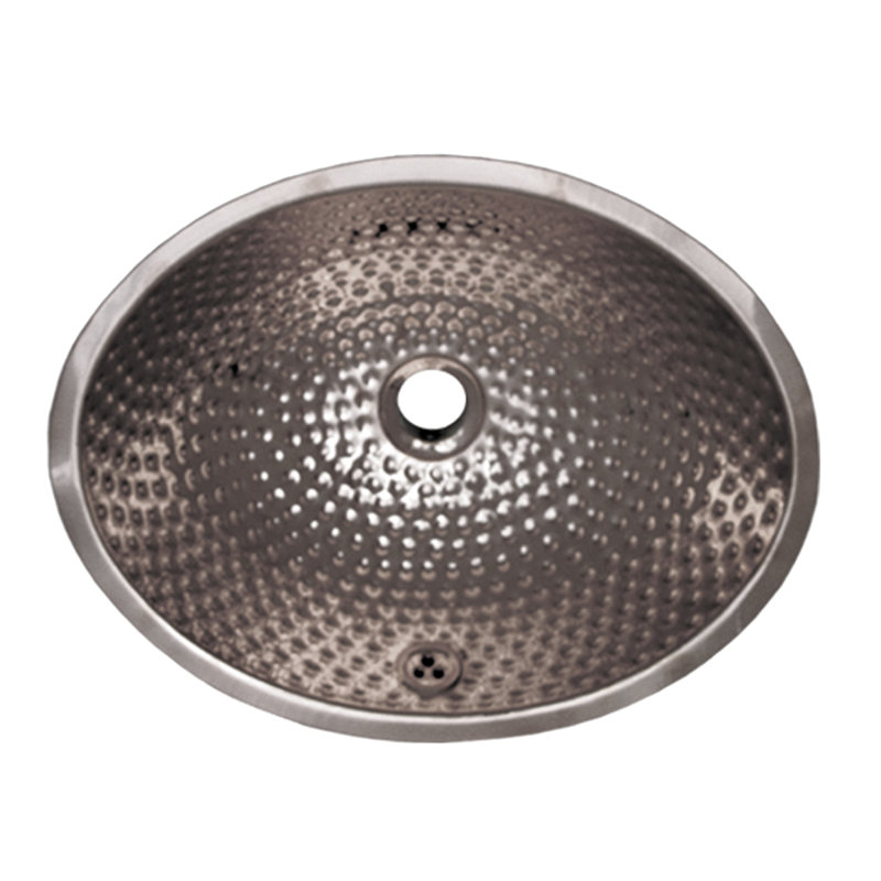 Metal Oval Undermount Bathroom Sink with Overflow, Polished Stainless Steel