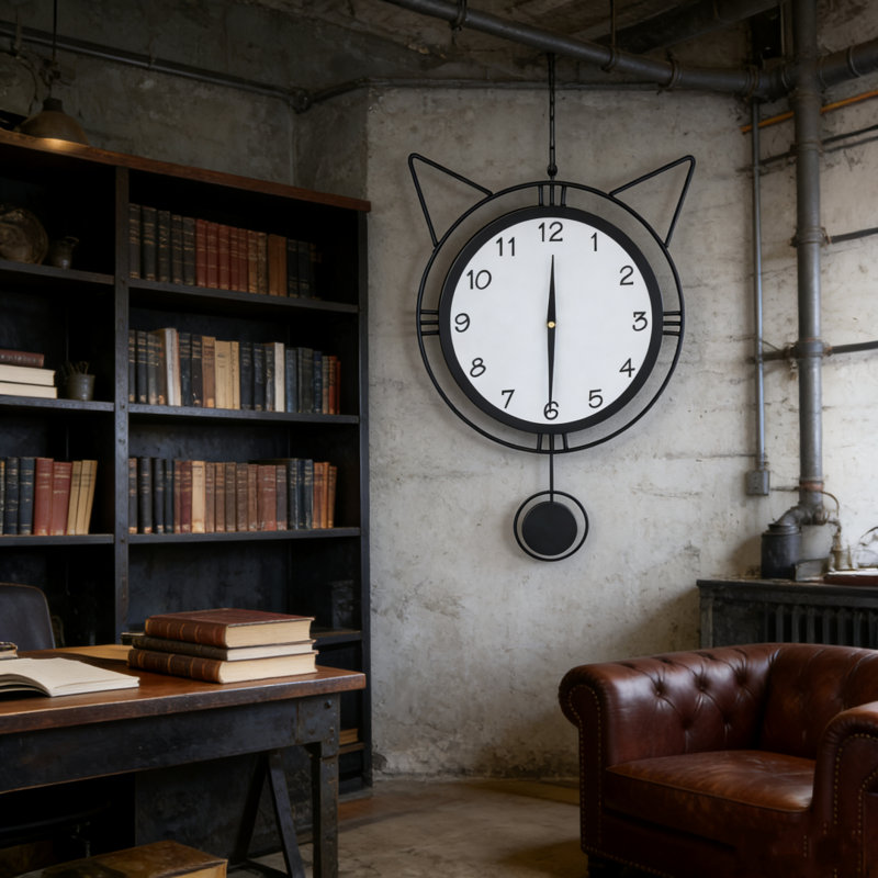 Horloge murale décorative moderne moderne en forme d'oreille de chat pour bureau de salon