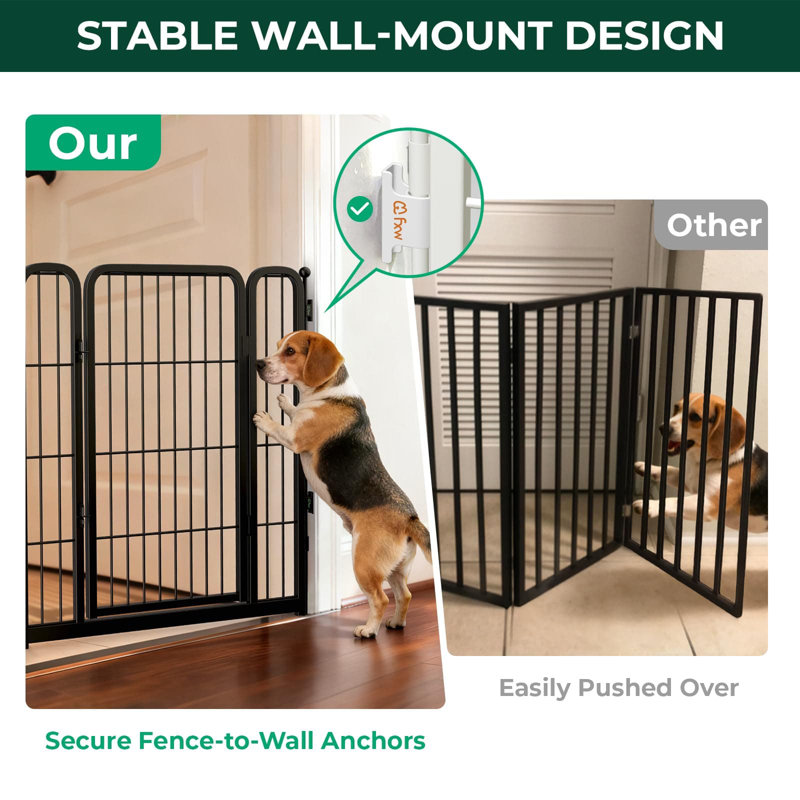 Barrière pour chien très large FXW conçue pour une utilisation à l'intérieur, largeur réglable jusqu'à 219 po de largeur (H 32 po à 8 fils pour petits et moyens chiens), noir
