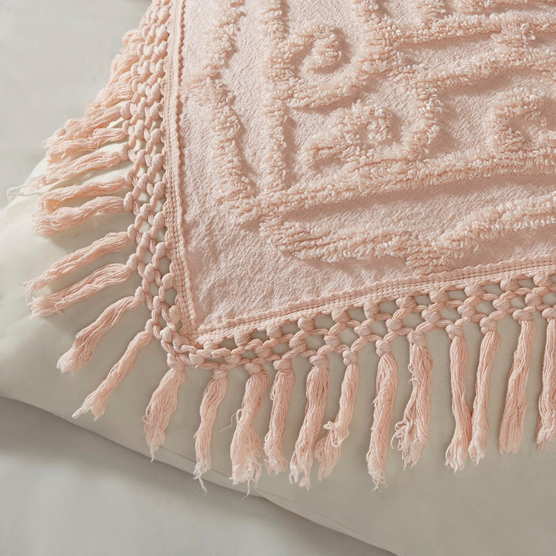 Couvre-lit en chenille de coton rosé