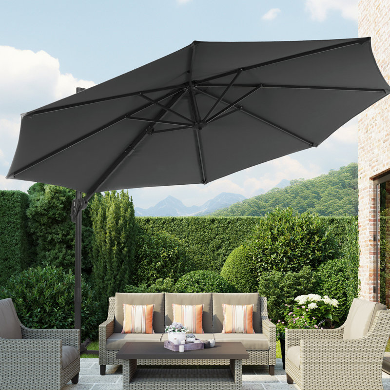 Parasol en porte-à-faux 132 po Rocelyn, Gris anthracite