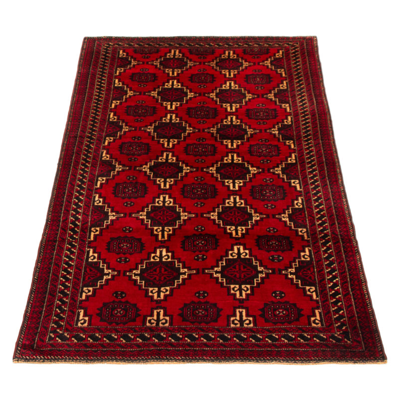 Tapis rouge Teimani 3 pi 11 po x 7 pi 3 po