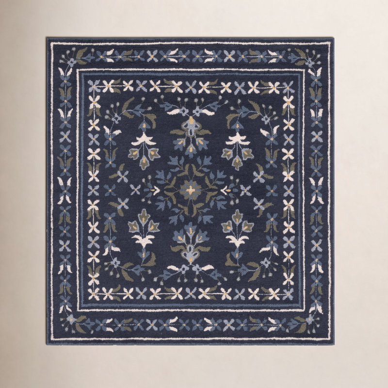 Tapis d'extérieur en laine et coton touffeté à la main Halton Martha Stewart, Carré 6 pi
