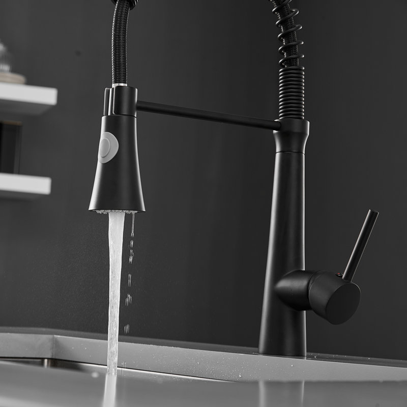Robinet de cuisine rétractable à poignée simple, Noir